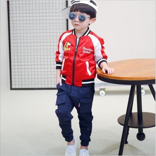 時尚潮流秋款新款童裝外套韓版中小男童夾克不連帽短款拉鏈棒球衫