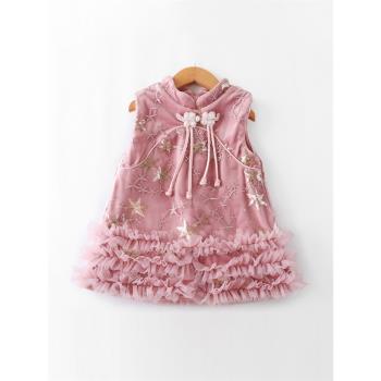 女童洋氣加絨寶寶新年禮服旗袍裙
