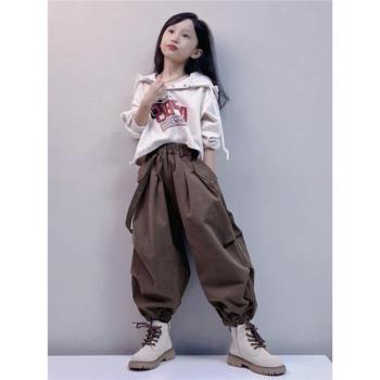 春秋設計感時髦洋派工裝褲衛衣