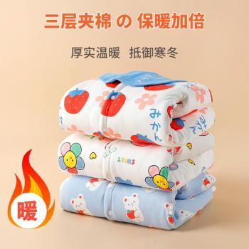 嬰兒連體衣冬款加厚男女寶寶夾棉套裝保暖新生兒哈衣秋冬季外出穿