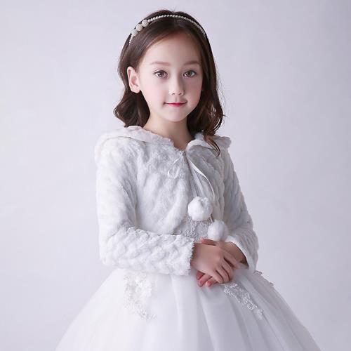 秋冬女童毛披肩韓版披風斗篷加絨加厚保暖外套搭配公主禮服裙披肩