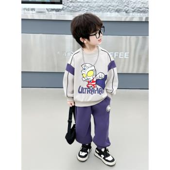 網紅秋季炸街卡通休閑奧特曼衣服