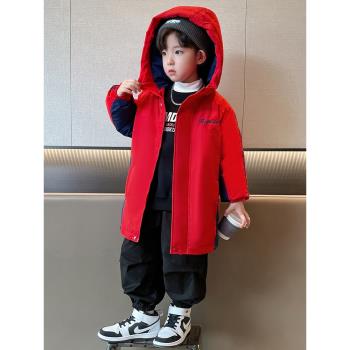 兒童羽絨服冬季男童外套2023新款加厚白鴨絨高階中大童棉服紅色潮