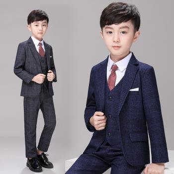 韓版格子小紳士英倫春秋兒童西裝