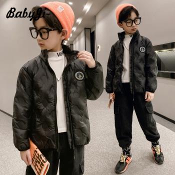男童冬裝短款羽絨服2023新款中大童男孩韓版兒童洋氣輕薄保暖外套