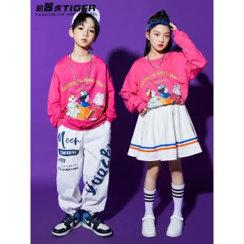 兒童啦啦操班服演出服男童街舞女童爵士舞小學生運動會開幕式服裝