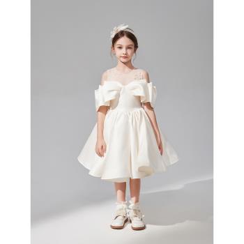 高階洋氣香檳色兒童禮服女童公主裙生日周歲蓬蓬裙鋼琴演出服春秋
