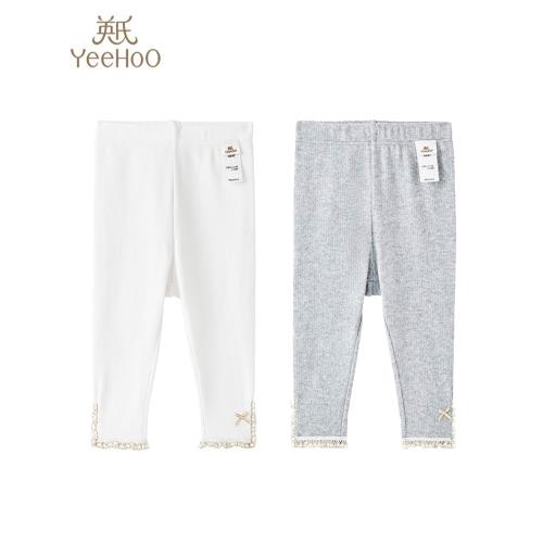 英氏嬰兒衣服兒童褲子23春秋寶寶舒適百搭大襠打底褲女童休閑長褲
