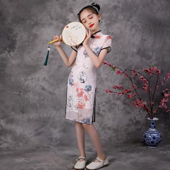 女童旗袍2023年夏季新品改良兒童中國風唐裝連衣裙復古時尚連衣裙