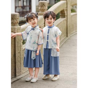 古風漢服女童夏款國風元旦節兒童合唱服幼兒園表演服裝唐裝男童