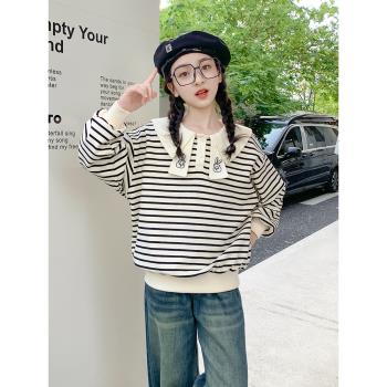 女童衛衣春秋款2024新款童裝秋裝兒童秋季學院風上衣女大童衣服潮