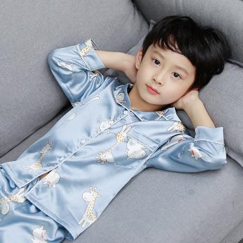 兒童睡衣秋季保暖男童秋衣套裝男孩秋褲中大童卡通春秋家居服秋冬