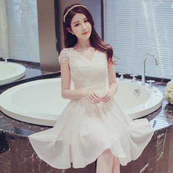 姐妹團冬季短款學生畢業晚禮服