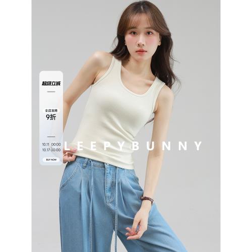瞌睡兔 大U領無袖針織內搭吊帶背心女夏外穿修身顯瘦休閑百搭上衣