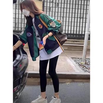 撞色棒球服女2023春季新款寬松洋氣長袖夾克上衣減齡休閑運動外套