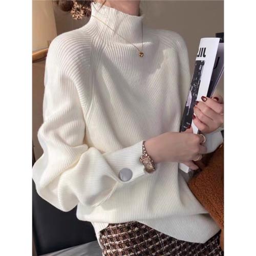 專柜商場撤回品牌服飾剪標余單尾單女裝寬松半高領內搭針織打底衫