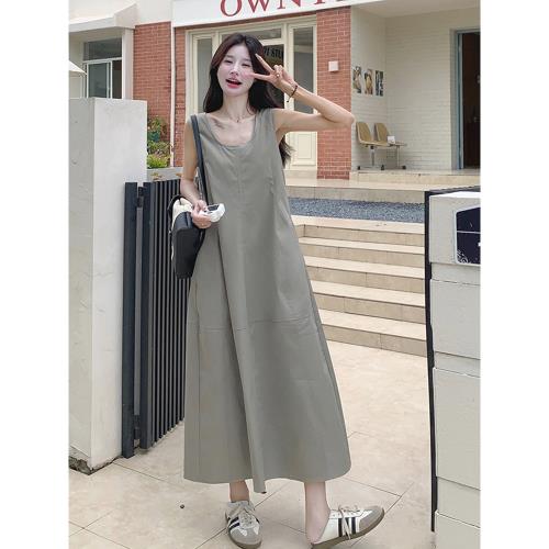 Ninie Dress 休閑彈性純色連身裙 - Gray 灰色 (CB644) main image 1