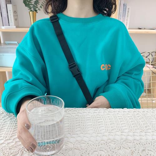 福利特價 CEC慵懶風oversize韓國衛衣女加絨加厚2024春季寬松套頭