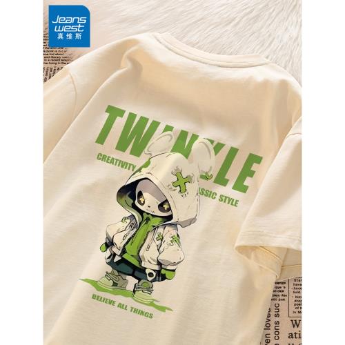 真維斯潮牌t恤男短袖夏季純棉ins潮流痞帥炸街上衣男生寬松體恤X