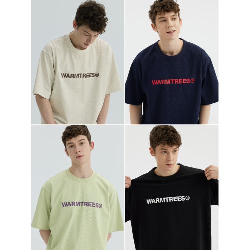WARMTREES 2025SS 品牌LOGO印花多色上衣T恤男寬松短袖情侶夏裝