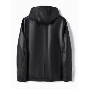 頭層牛皮真皮皮衣秋冬男外套夾克防風90白鴨絨羽絨服連帽休閑大衣