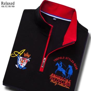 POLO立領拉鏈長袖秋冬保羅衫刺繡