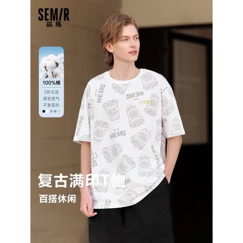 森馬針織上衣男士印花潮短袖T恤