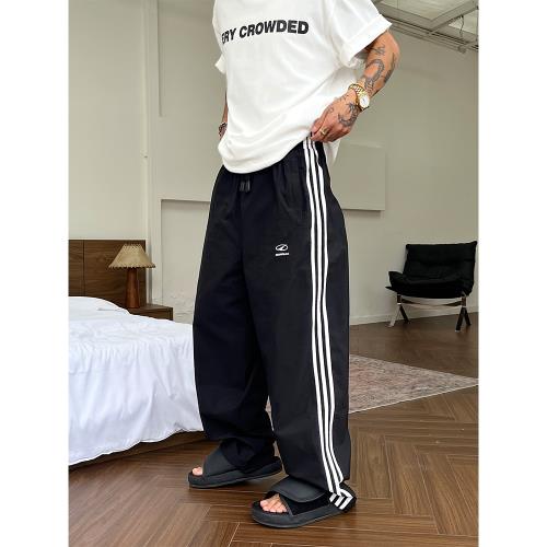 OXFREAK 「大師 三條杠」直筒休閑褲男寬松運動褲美式褲子長褲