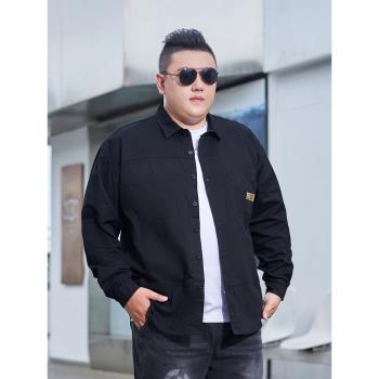 特大碼純棉襯衫男裝春夏工裝襯衣長袖潮牌胖子肥佬加肥加大300斤s