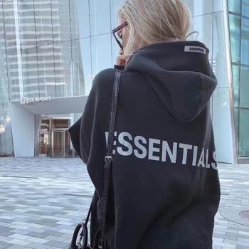 ESSENTIALS復線字母反光fog潮牌高街寬松連帽情侶裝衛衣外套男女