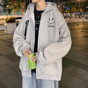 秋季連帽衛衣男ins潮春秋拉鏈寬松美式潮牌oversize高街開衫外套