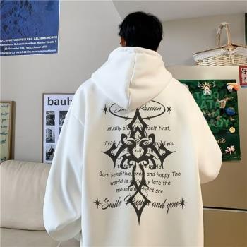 大碼高街連帽寬松十字架ins衛衣