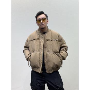 復古羽絨服短款棒球領外套文藝