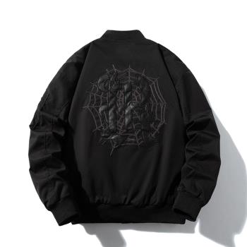 春秋新款潮牌刺繡飛行員夾克男女情侶美式高街復古寬松棒球服外套