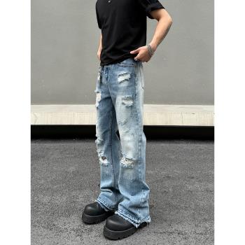 破洞歐美高街水洗夏季顯瘦牛仔褲