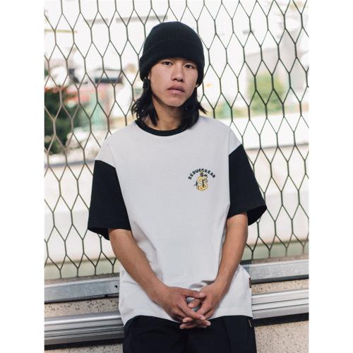 食釣SDGR 釣魚美式復古撞色插肩短袖男夏季情侶休閑路亞T恤寬松