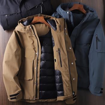 重工之巔！自留推薦！90白鴨絨防風防水全天候連帽沖鋒衣羽絨服男