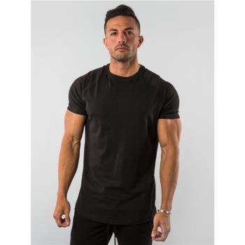 2024新款歐美大碼男士純色上衣夏季健身運動短袖t恤Men's T-Shirt
