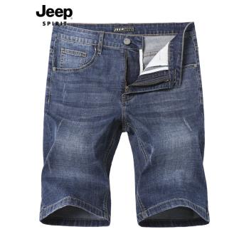 JEEP夏季薄款彈力大碼牛仔短褲