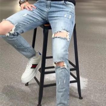破洞夏季韓版潮流小腳青年牛仔褲