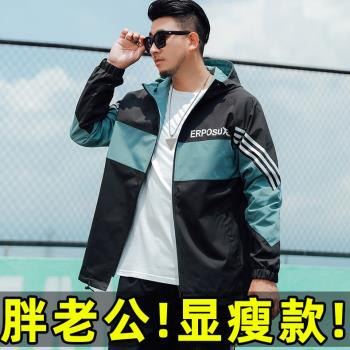 胖子肥佬寬松連帽加絨厚運動外套