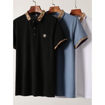 夏季短袖POLO衫男透氣薄款時尚刺繡青年商務休閑翻領T恤杉男32184
