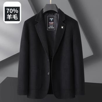 秋冬胖子毛呢西服特大號肥佬風衣