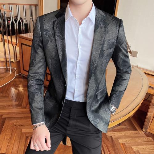 夏季男士商務休閑時尚花西裝外套修身韓版小西服便西單西褂子上衣