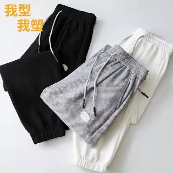 華夫格春秋潮流大碼小腳休閑衛褲