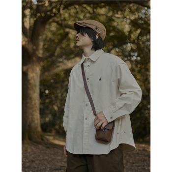潮復古廓形燈芯絨秋冬長袖襯衫