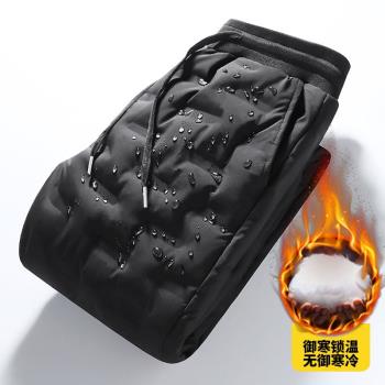 中老年人戶外防風高腰寬松羽絨褲