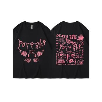 Casual T-shirt歐美潮牌個性T恤寬松街頭圓領上衣字母印花短袖潮