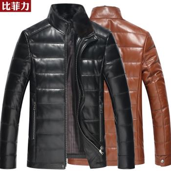 比菲力水貂毛領真皮皮衣羽絨服