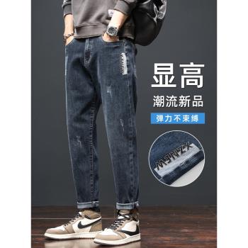 男款冬季潮牌加絨加厚彈力牛仔褲